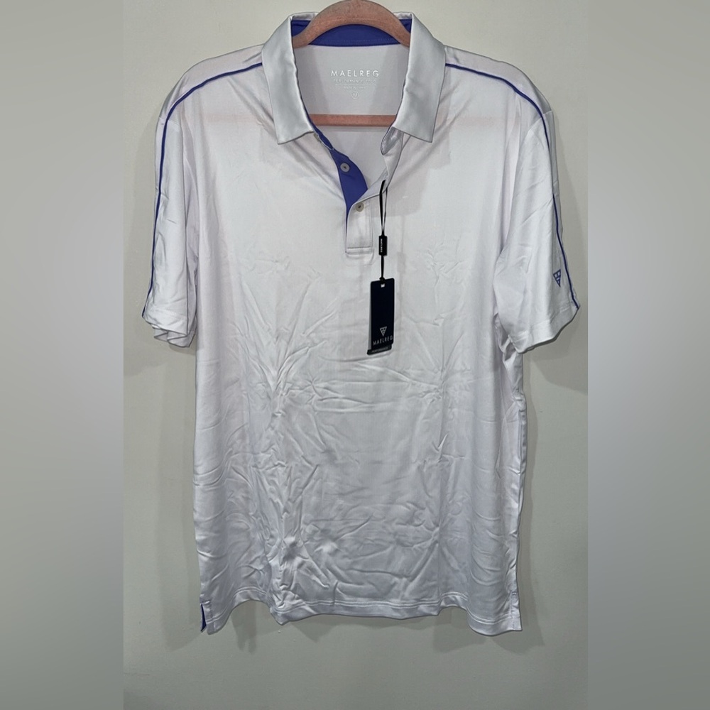 Maestro White and Indigo Men's Polo Shirt